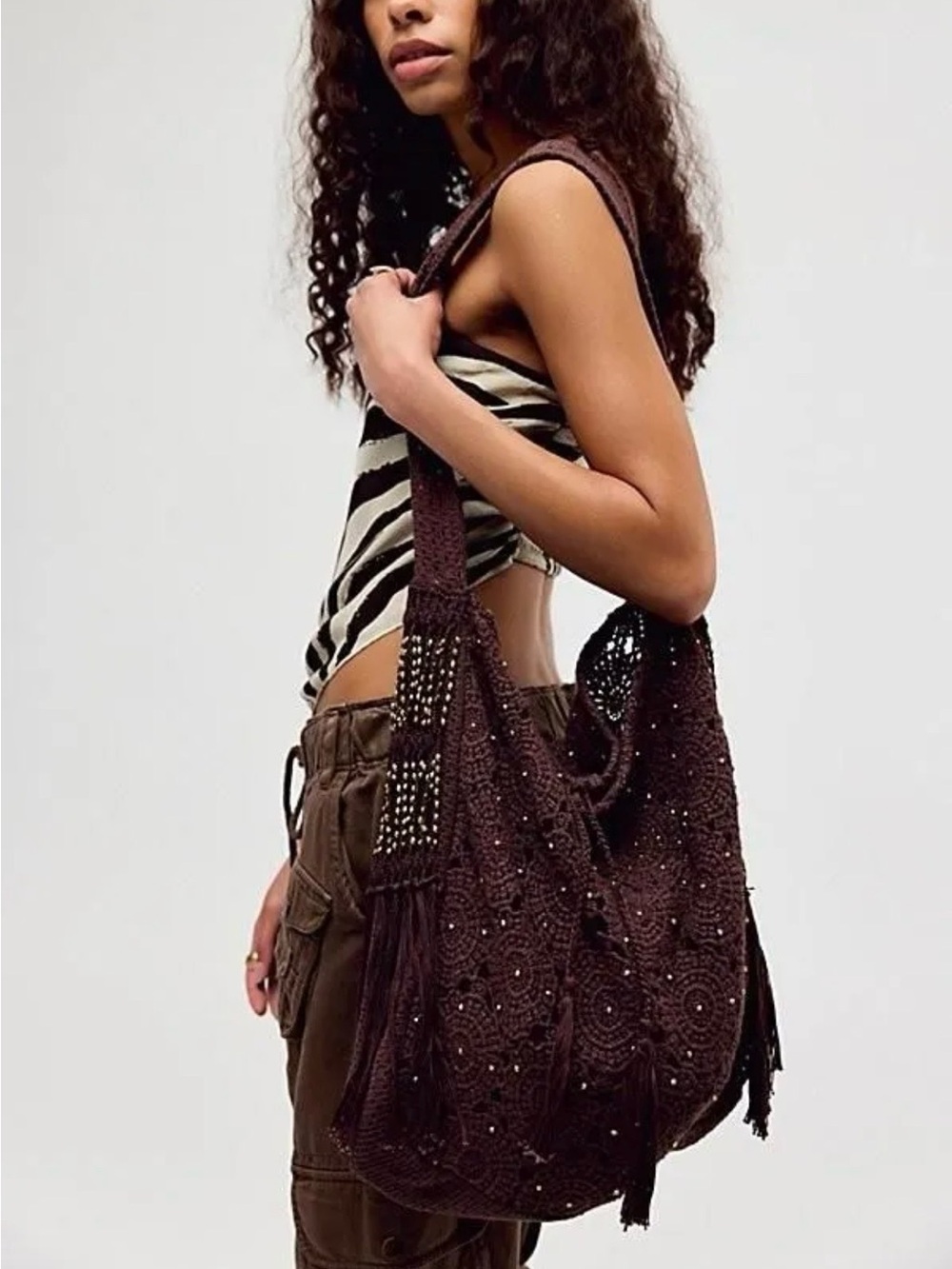 NWT Free People Sunrise To Sunset Tote-Brown